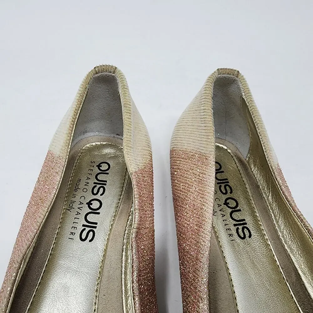 Quis Quis by Stefano Cavalleri Ballet Flats Girls EU39/US7 Cream & Pink Glitter